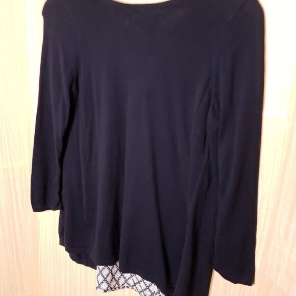 Loft Mixed Material Lightweight Sweater With Silky Back Blue Small - Picture 3 of 6